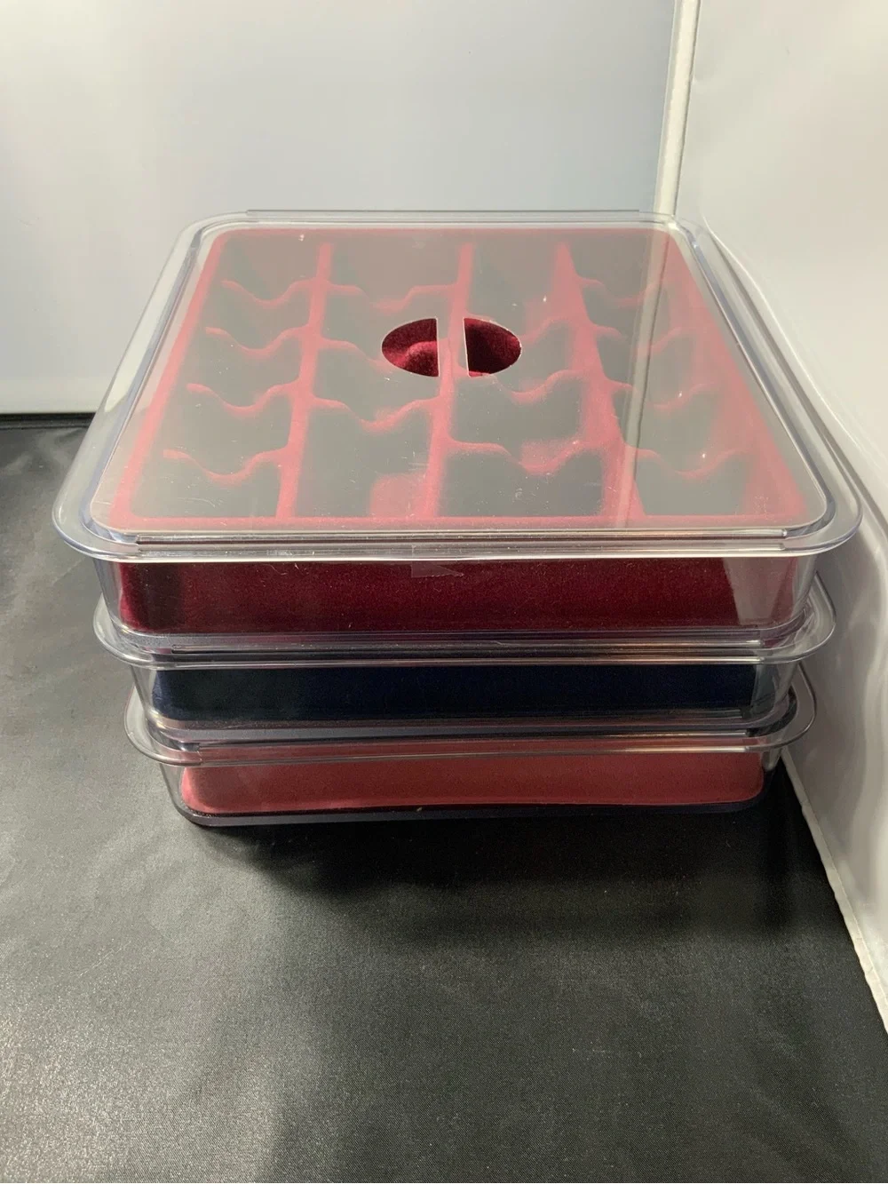 Set of 3 Plastic Stackable Jewelry Organizers - Vintage